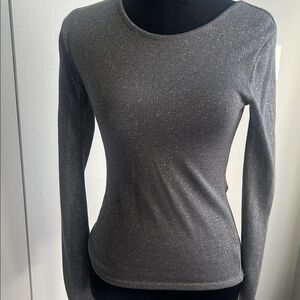 Express Metallic Gray Long Sleeve Top